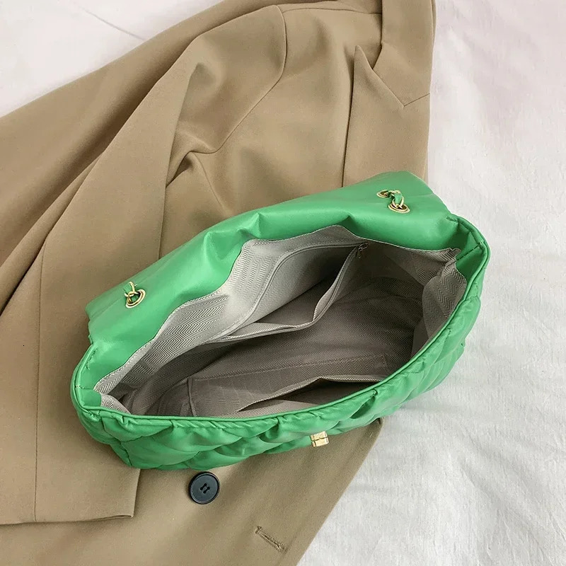 Handbags Women Bags Lady Green Quilted Shoulder Crossbody Bags Pu Leather Women Underarm Handbags 250807