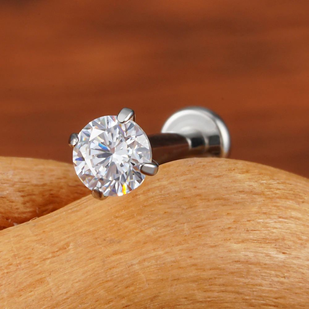 Right Grand ASTM 36 18G/16G Threadless Push Pin Labret Stud CZ Cartilage Earring Helix Tragus Nose Stud Piercing 250805