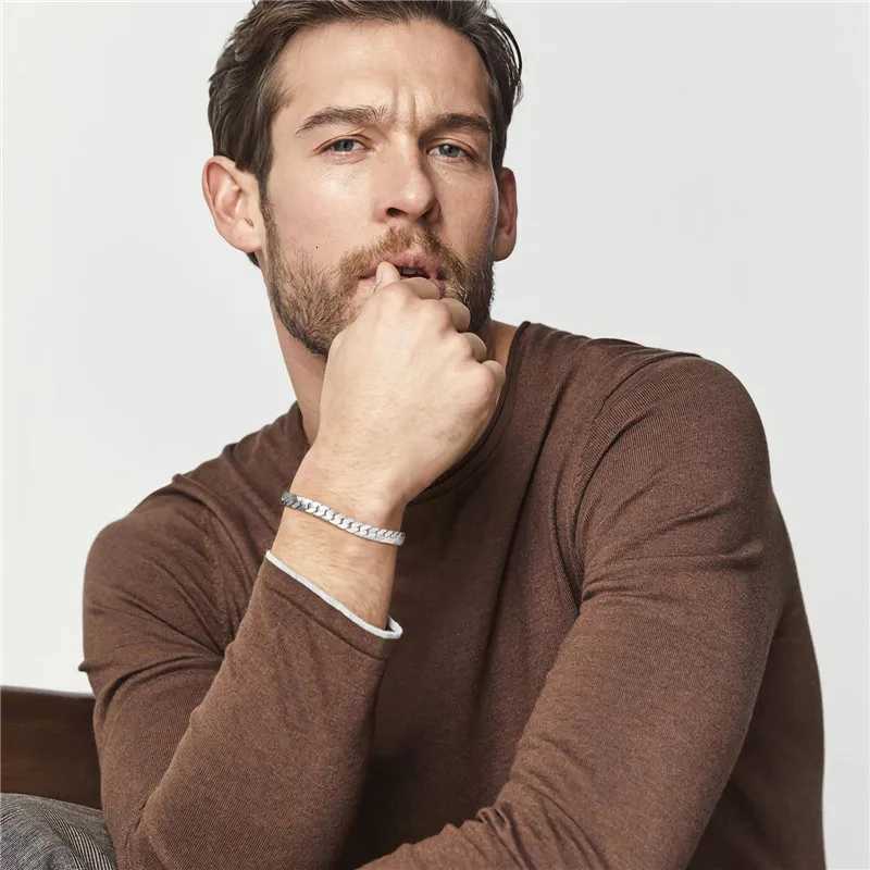 Flat Cuban Chain Bracelets for Men Stainless Steel Adjustable Chain Links Wristband Stylish Men Accessories Jewelry Gifts W250807