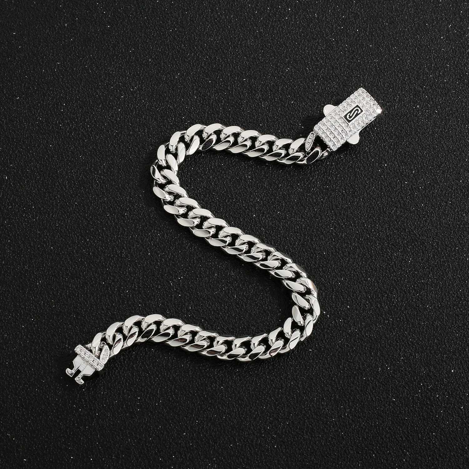 Silver Monaco anklet width 4N6N8N length 23cm25cm hip-hop anklet for men and women Y250805