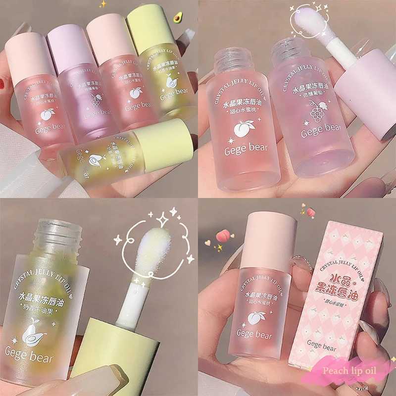 Crystal Jelly Lip Oil Hydrating Plumping Lip Coat For Lipstick Lipgloss Tinted Clear Lip Plumper Serum Lip Care Fruit Lip BalmXJ250807