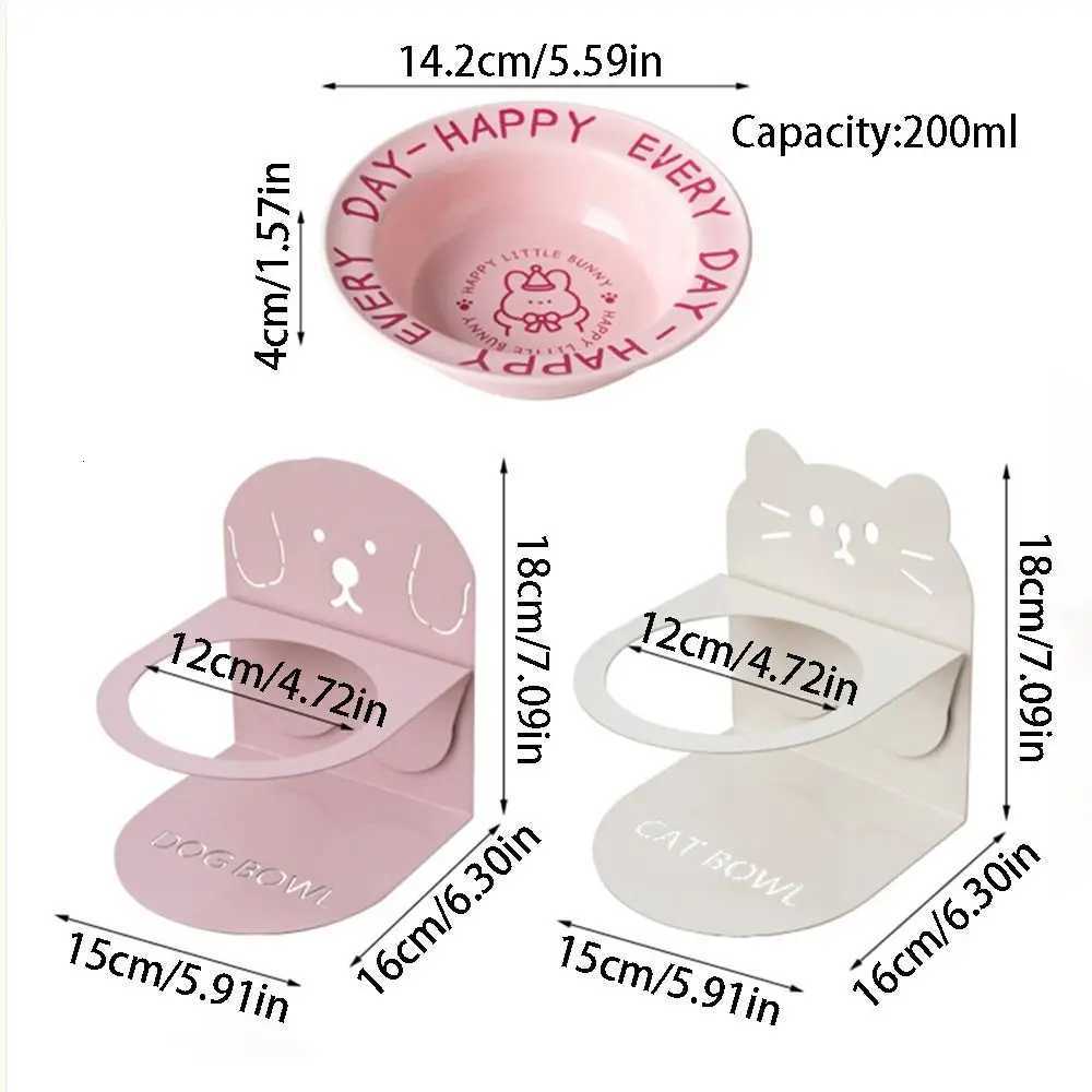 Anti Vomiting Ceramic Cat Bowl Anti Slip Inclined Elevated Cat Water Bowl Adjustable Height Stable Cat High Footed Bowl Y250806