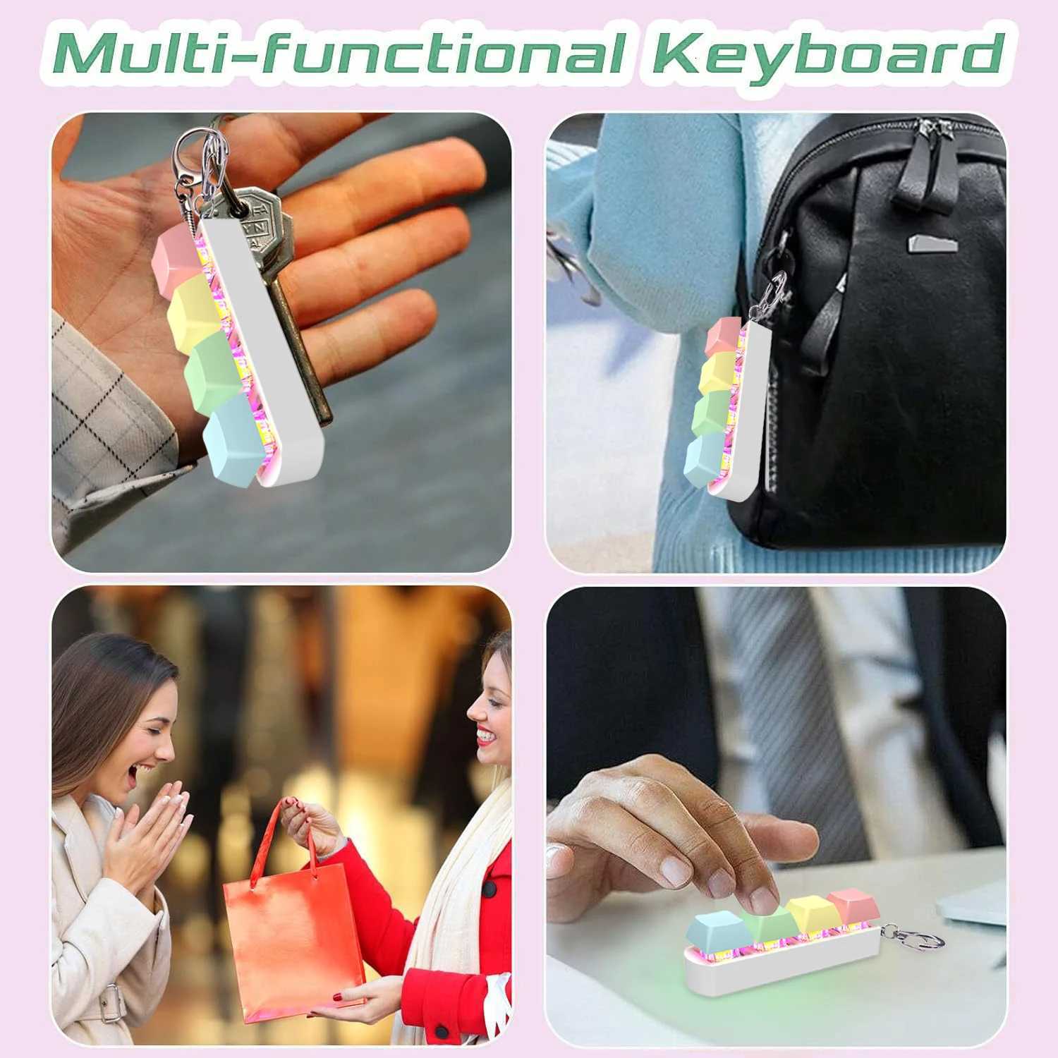 LED Keyboard Key Toy Stress Relief DIY Fidget Button Keycap Fidget Keychain Keyboard Keychain Toys Finger Keyboard Caps Toy Gift Z250807