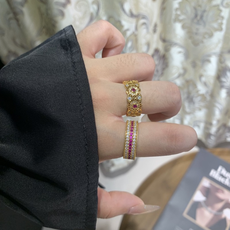 Vintage Cluster Gold Gypsy Style Rose Ring