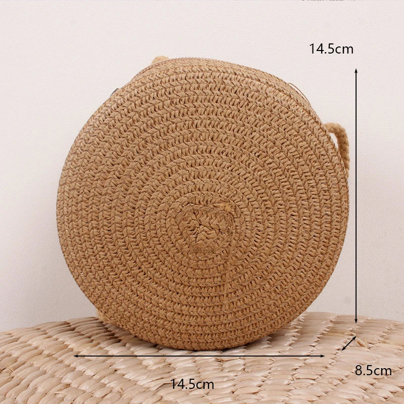Round Straw Bag Women Woven Beach Crossbody Bag for Ladies Cute Shoulder Rattan Handmade Knitted Candy Color Small Handbag Bolsa 250805