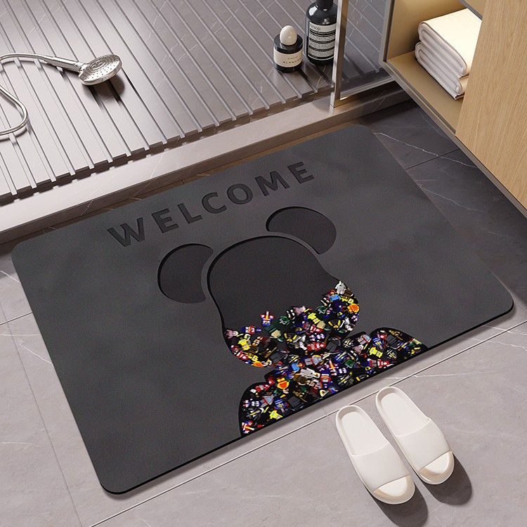 Luxury designer Bath Mats carpet bathroom kitchen floor mat print Retro yoyer floor mat bathroom water absorbing and non slip home decoration Bear