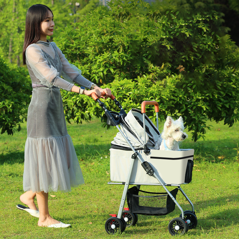 Portable Pet Stroller: Ideal for Small & Medium Dogs & Cats - Detachable Straps + Easy Folding
