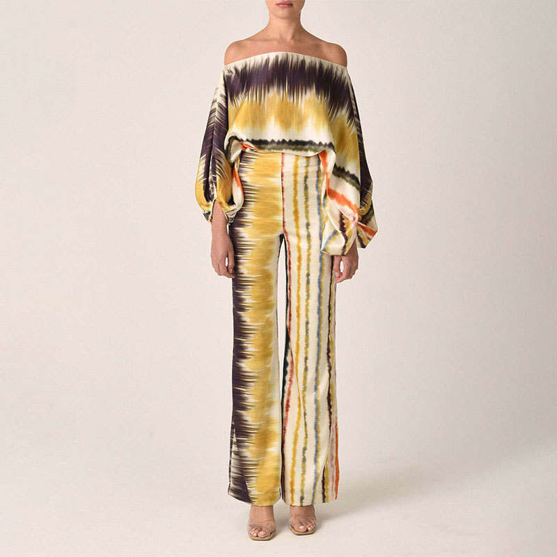 Plus Size Women's Printed Casual Loose Top And Wide Leg Pants Fashion Set Two-Piece Suit For Women B5 h7