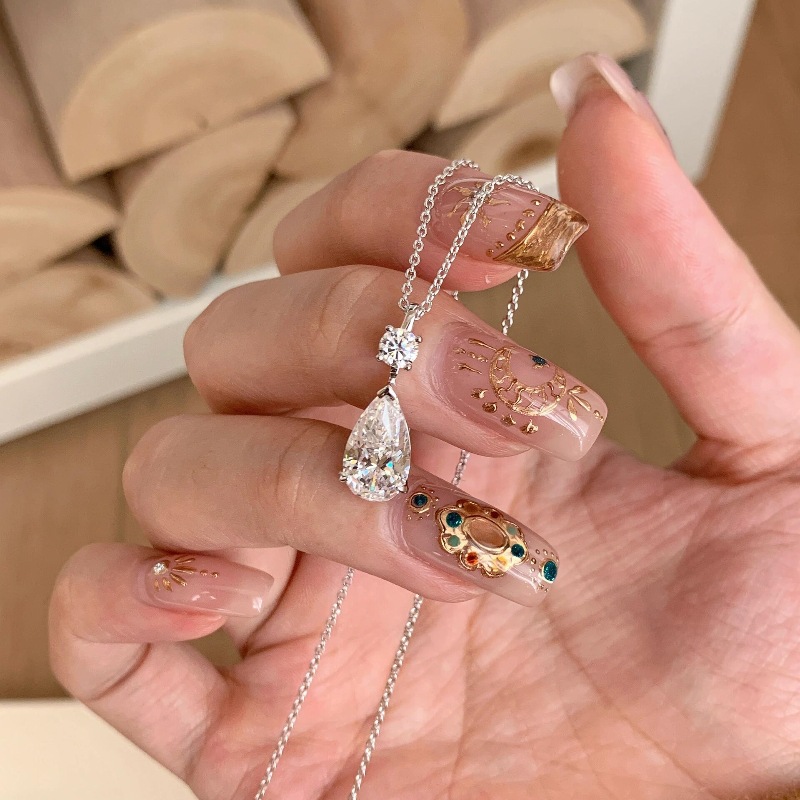 Choucong Water Drop Pendant Luxury Jewelry 925 Sterling Silver Pear Cut White Cubic Zircon CZ Diamond Gemstones Party Elegant Women Clavicle Necklace 