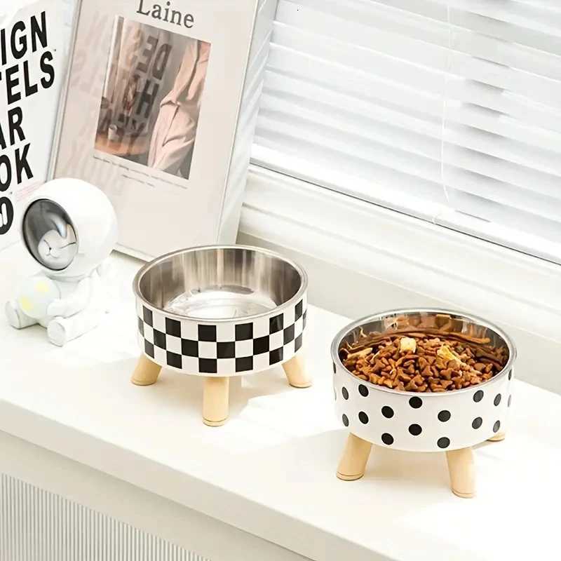 Elevated Cats Feeder Bowl Anti-choking Raised Cat Food Water Bowl With Stand Pet Feeding Drinking Supplies Small and Midium Dogs Y250806