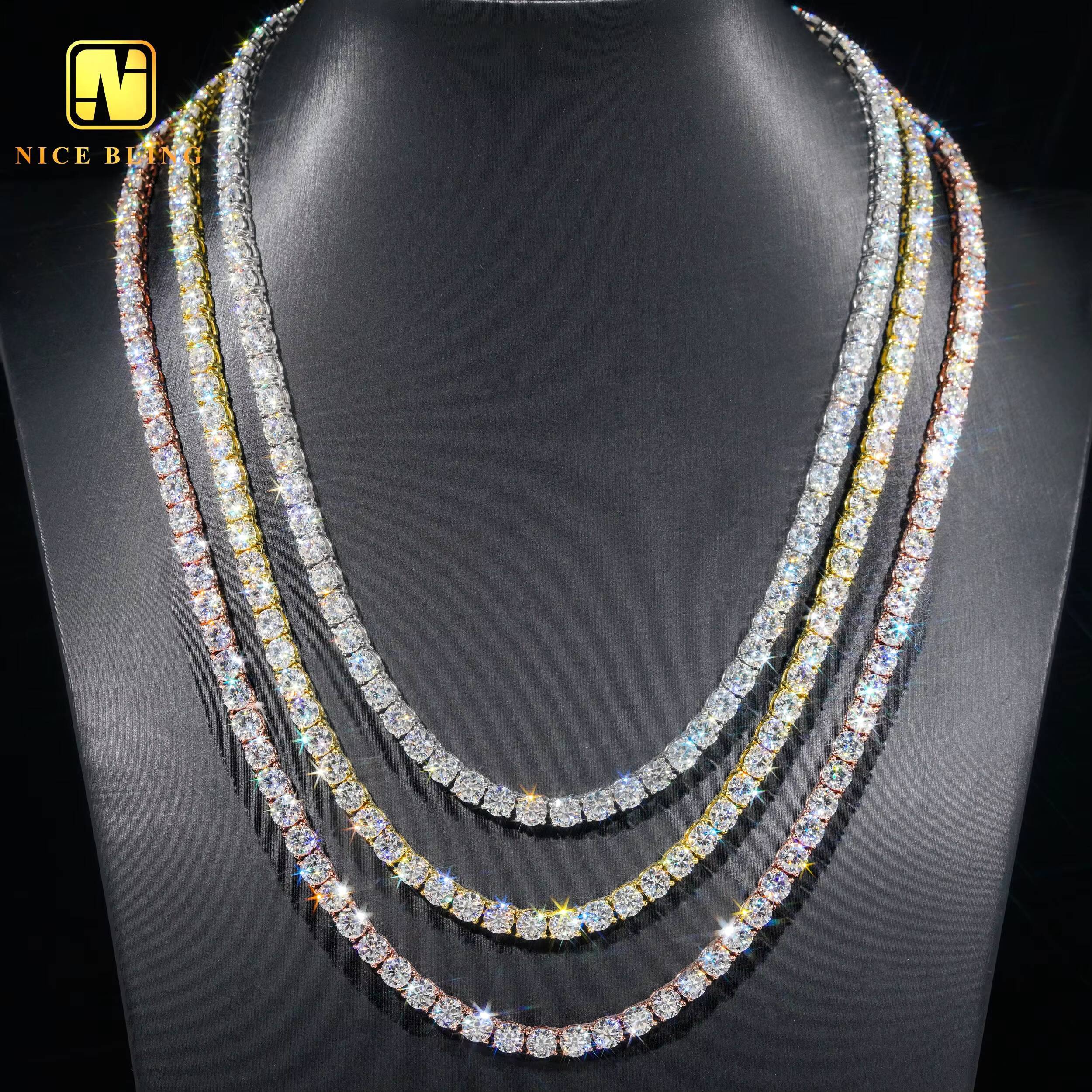 Cheap Price 3mm Moissanite Tennis Chains Hip Hop Fashion Necklace 925 Silver GRA Lab Diamond Tennis Necklace and Bracelet