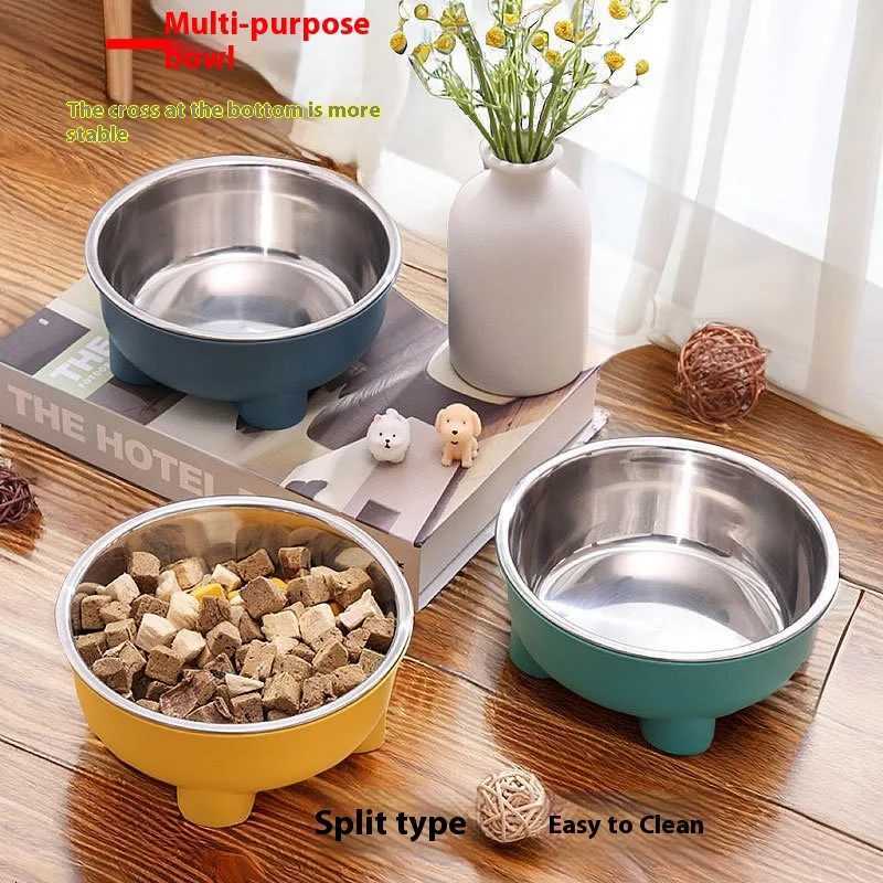 Eco-Friendly Stainless Steel Pet Bowl - Detachable Design Smooth Rim Cross Base for Stability Easy Clean Cat Dog Dish Y250806