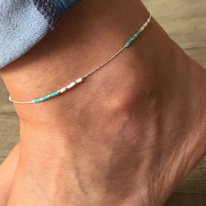 Bohemian Boho Turquoises Beads Stone Anklets For Women Vintage Handmade Color Beads Anklet On Leg Beach Ocean Jewelry Y250805