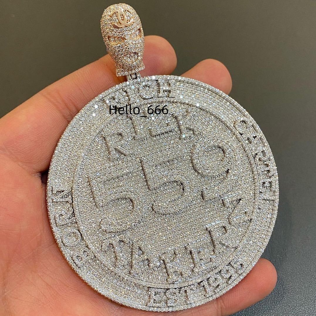 Mossanite Pendant Customized Wholesale Moissanite Paired With 925 Silver Plated Mens Round Digital English Pendant