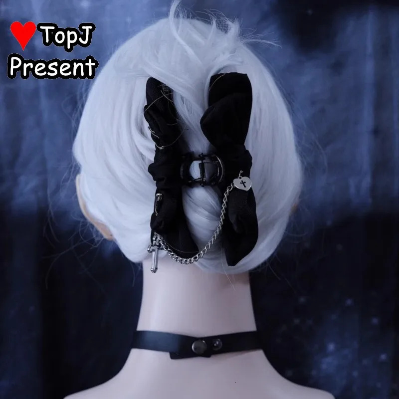 Subculture Women's Gothic Harajuku Y2K Girl Hair accessories bow cross Shark clamp Gifts teampunk personality hairpin Get caught 250730