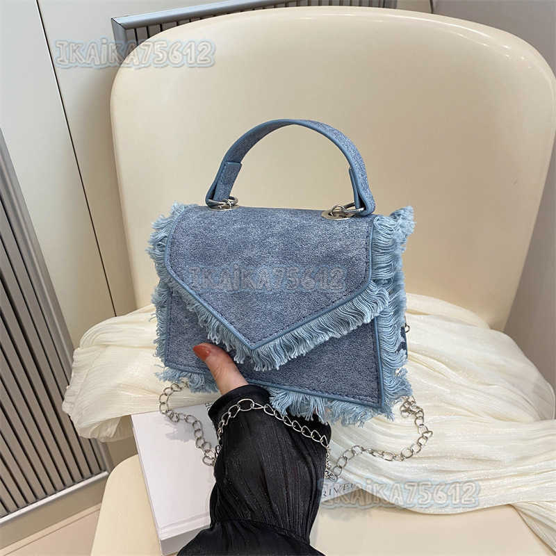 Denim Tassel Bag for Women 2024 New Niche Chain Shoulder Bag Fashion Handbag Crossbody Bag H250806