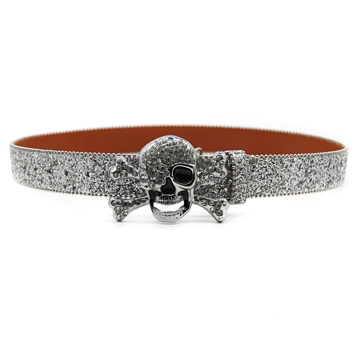 Mens Womens Fashion Skull Rhinestone Belt Bling Studded Leather Diamond Waistband Western Cowgirl For Jeans Dress 250805