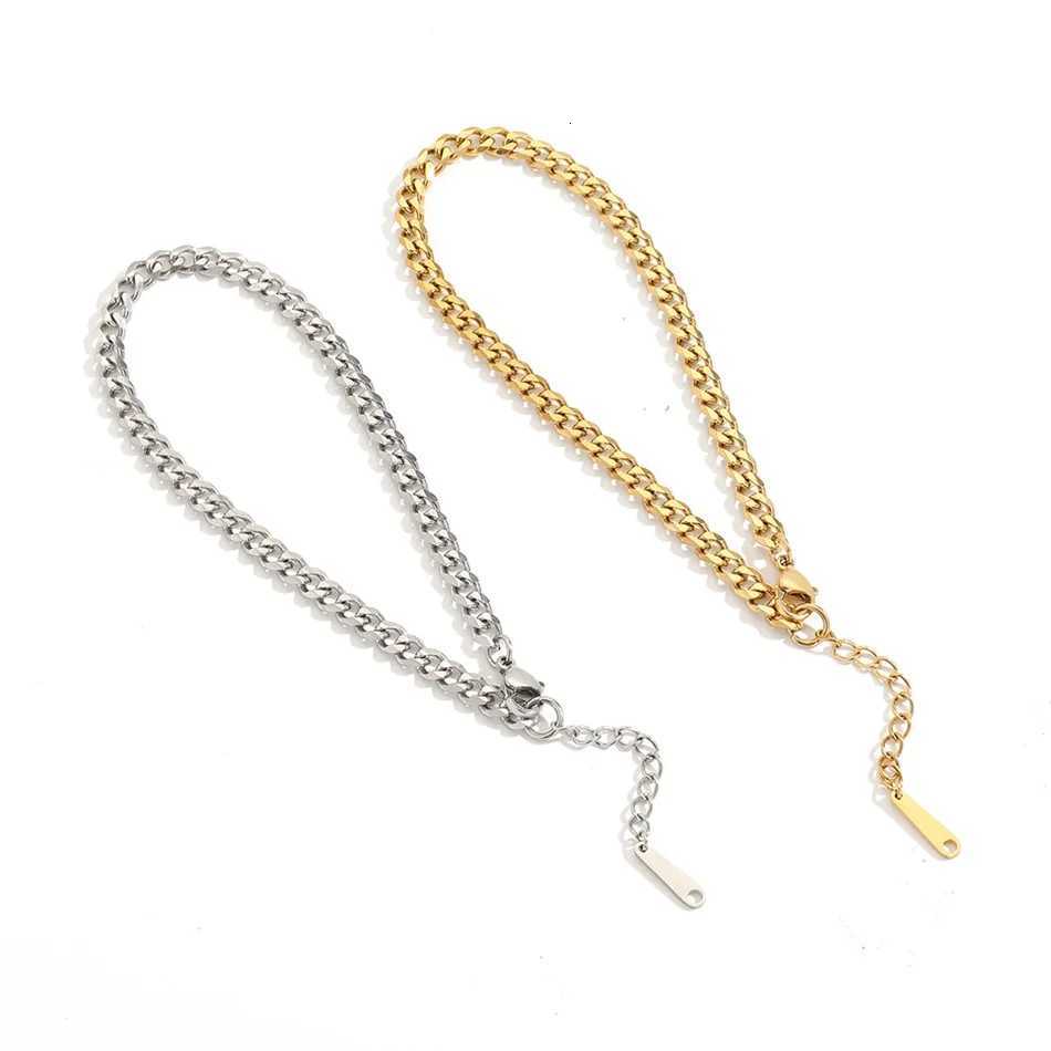 eManco 4mm Cuban Chain Simple Style Metallic Adjustable Size Ankle Gold Plated Barefoot Beach Jewelry Sale Y250805