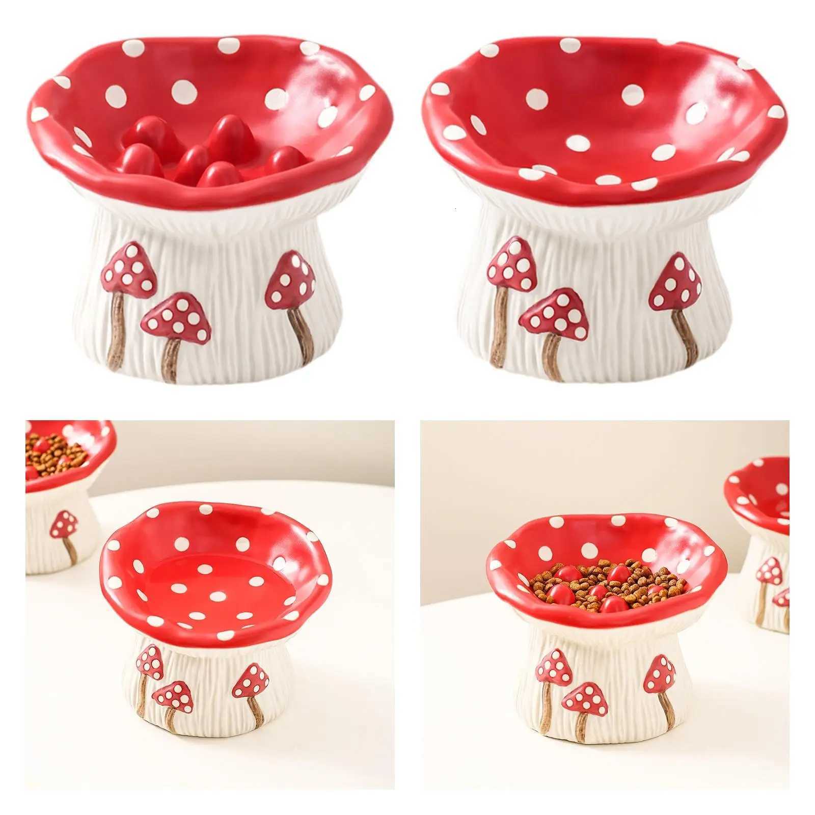 Ceramic Cat Bowl Anti Vomit Pet Dish Anti Slip Shallow for Puppy Cat Kitten Y250806