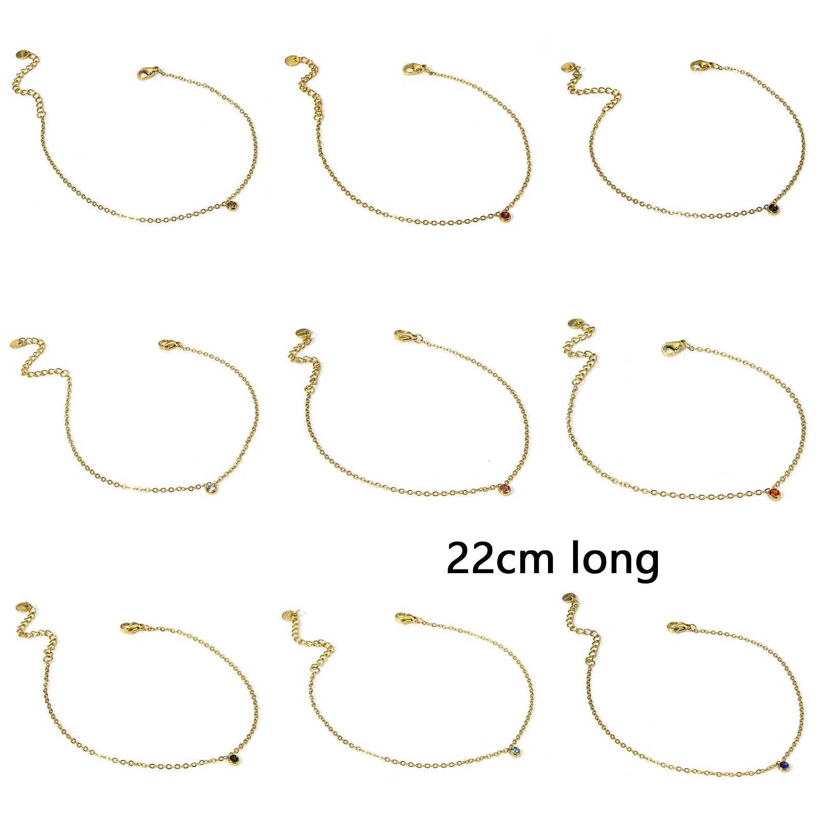 1PC Classic Colorful Rhinestone Charms Anklet Gold Color Stainless Steel Anklet For Women Foot Chain Summer Beach Jewelry 22cm Y250805