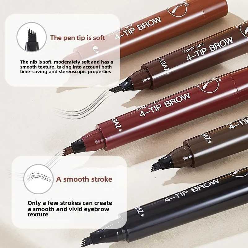4-Pronged Eyebrow Pencil Waterproof Sweat-Proof Non-Smudge Liquid Eyebrow Pencil Long-Lasting Eyebrow Pencil W250807