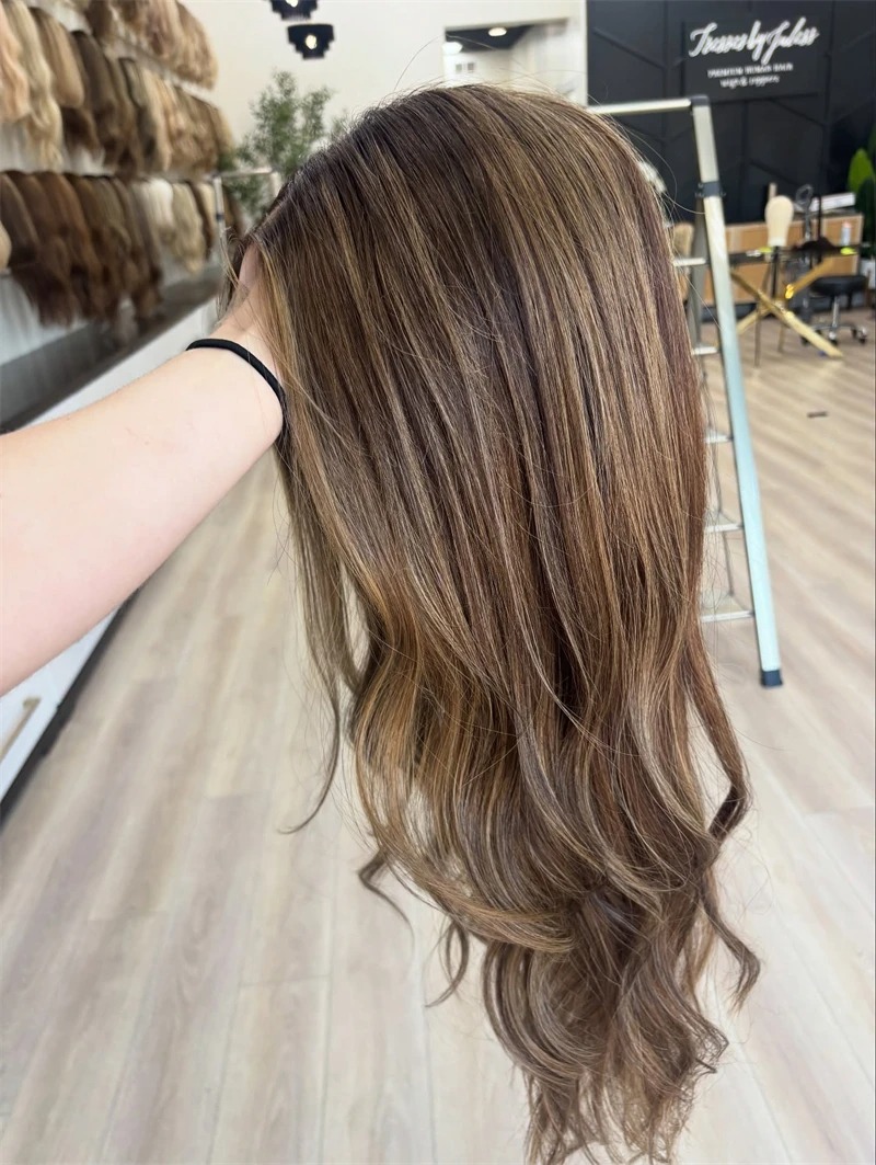 P4/27 Highlight Ombre Brown Body Wave 13x6 Human Hair Wig Wear And Go Glueless Wig 13x4 HD Lace PrePlucked 28 Inch For Women Synthetic