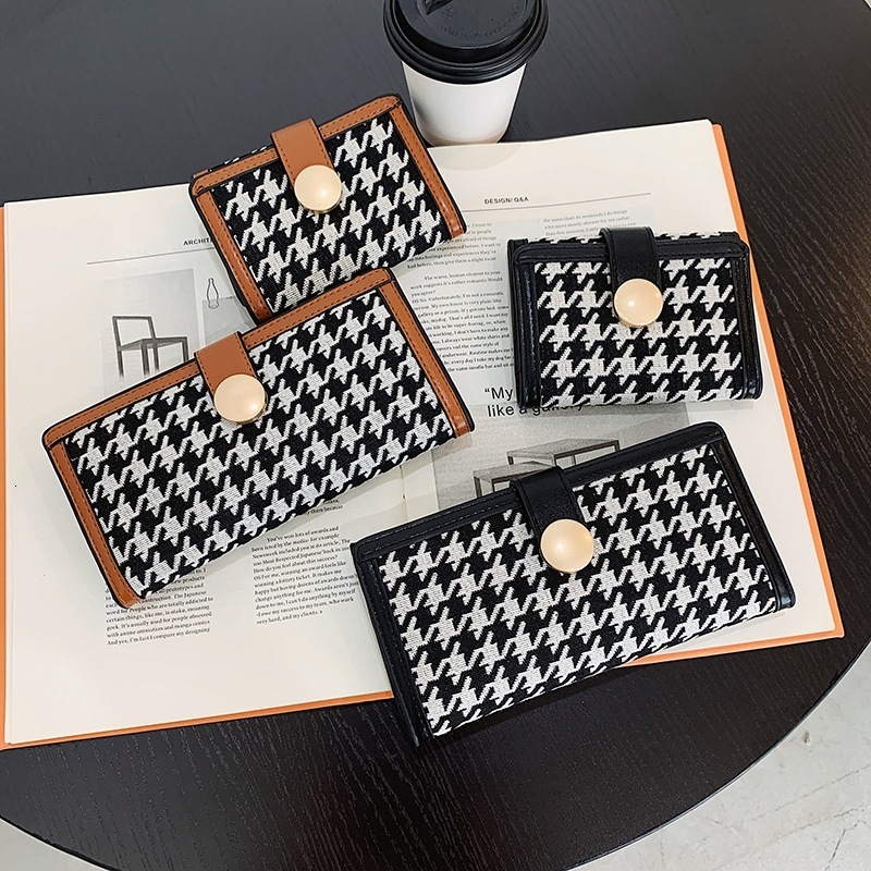 Designer's Thousand Bird Grid Features Long Short Styles, Foldable Handbags, Multiple Card Slots Making It A Simple And Niche Wallet