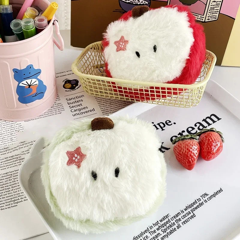 Kawaii Cartoon Mini Apple Plush Zero Wallet for Girls Cute Plush Coin Wallet Key Storage Bag Key Ring Children Party Gifts 250807