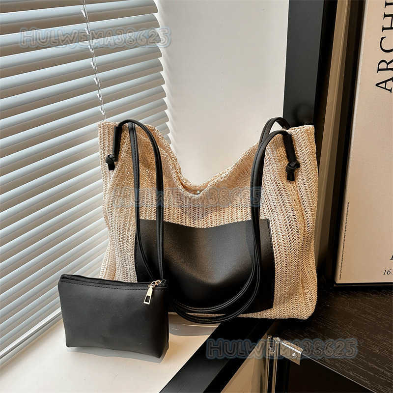 Artistic Single Shoulder Bag for Women 2024 Fashionable Design Vacation Style Large Capacity Shopping Bag Woven Tote Bag H250806