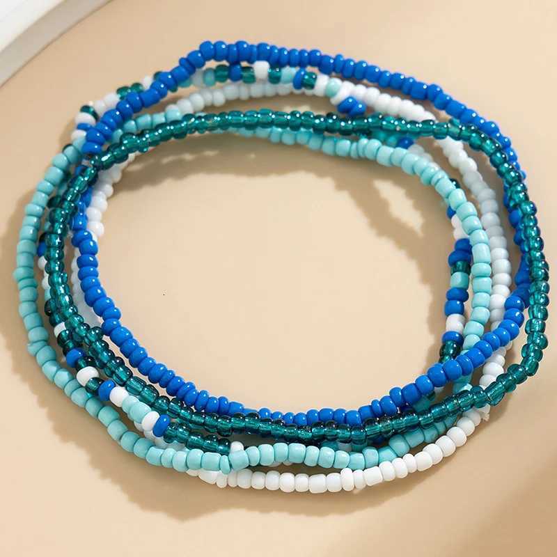 5pcs/set Boho Anklet Multi-layer Colorful Beads Chain Ankle Summer Charm Sandals Barefoot Beach Foot Bridal Jewelry A65 Y250805