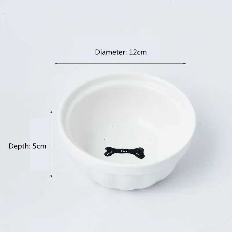 Cute Personality Ceramic Dog Bowl High Foot Oblique Feeder Spine Protection Bone Fish Bone Print Pet Supplies Dogs Accessoires Y250806