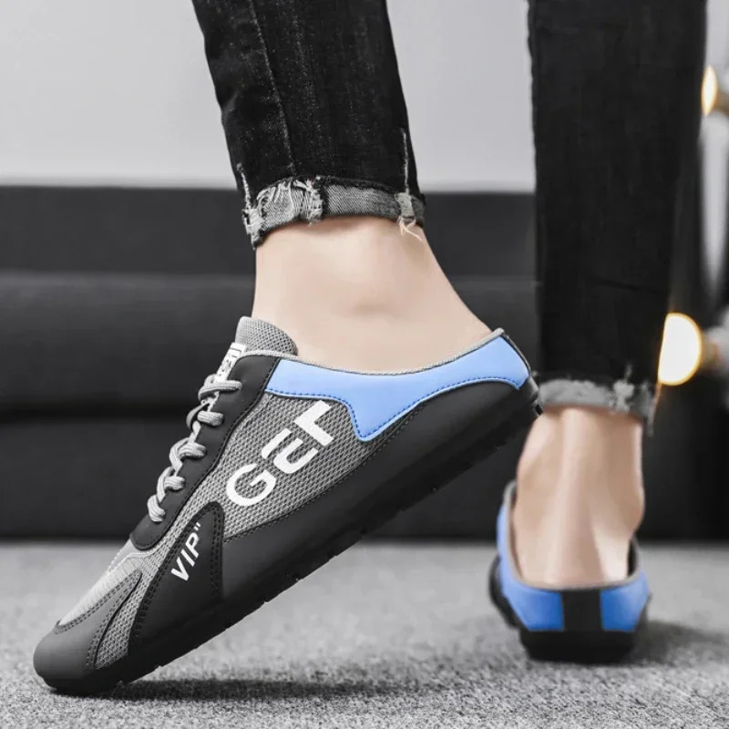 Men Slippers Trend Baotou Shoes for Men Summer Breathable Casual Shoe Vulcanized Flats Male Sneakers Half Slip-on Shoes 250805