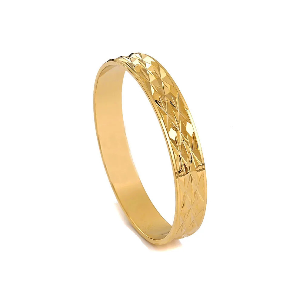 4Pcs 18k 8mm Width 45MM 55MM 65MM 70MM Dubai Baby Cute Bangles For Girl Jewelry Gold Color Bangles Girls Birthday Jewelry Gifts 250805