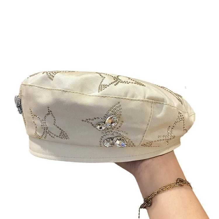 Beret Womens Butterfly Rhinestone High-End Sense Bud Hat Spring And Summer Korean Versatile Painter Hat Sun Hat XJ250807