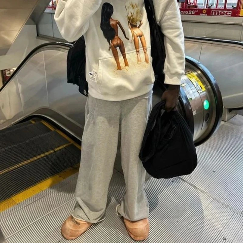 Deeptown Baggy Women Gray Sweatpants Oversized Korean Fashion Jogger Basic Pants Men Hip Hop Streetwear Casual Harajuku Trousers 250805