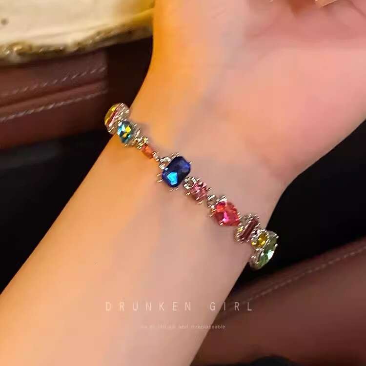 Colorful Crystal Candy Zircon Bracelet Light Niche High-end Forest Style Beaded Jewelry 2024 Accessories