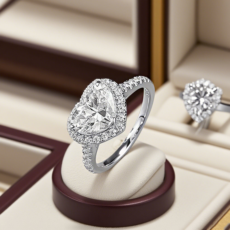 Hui Zhi Wing Jewelry New S Silver Fashion Socialite 7*9mm Full mond Heart Ring for Women Daily Classic Style