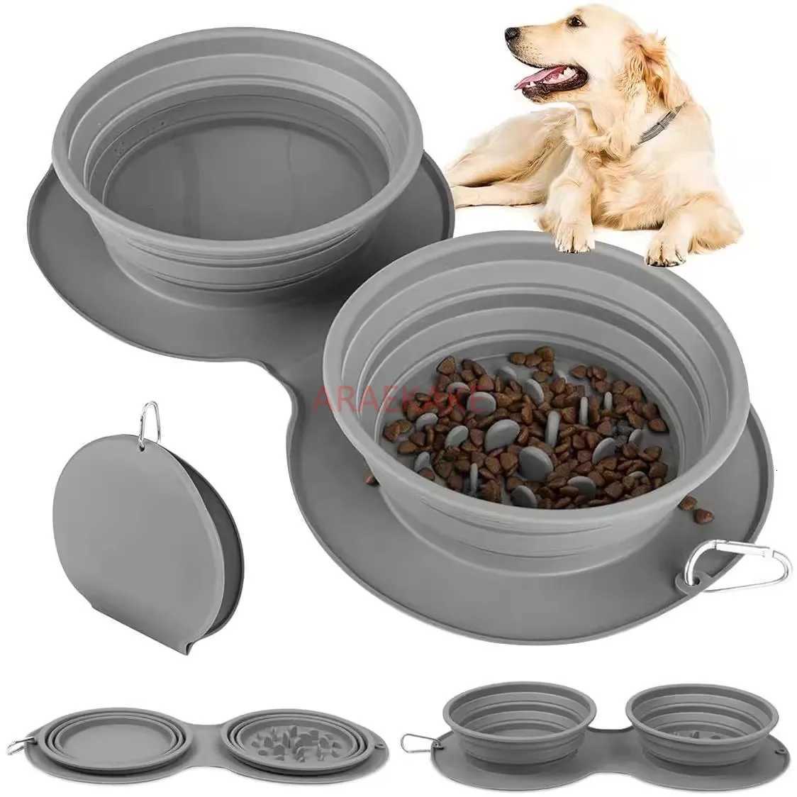 1pcs Dog Portable Bowl Outdoor Pet Food Bowls Foldable Not slip Anti Slowly Feed Silicone Cat Travel Bowl Pet Supplies Y250806