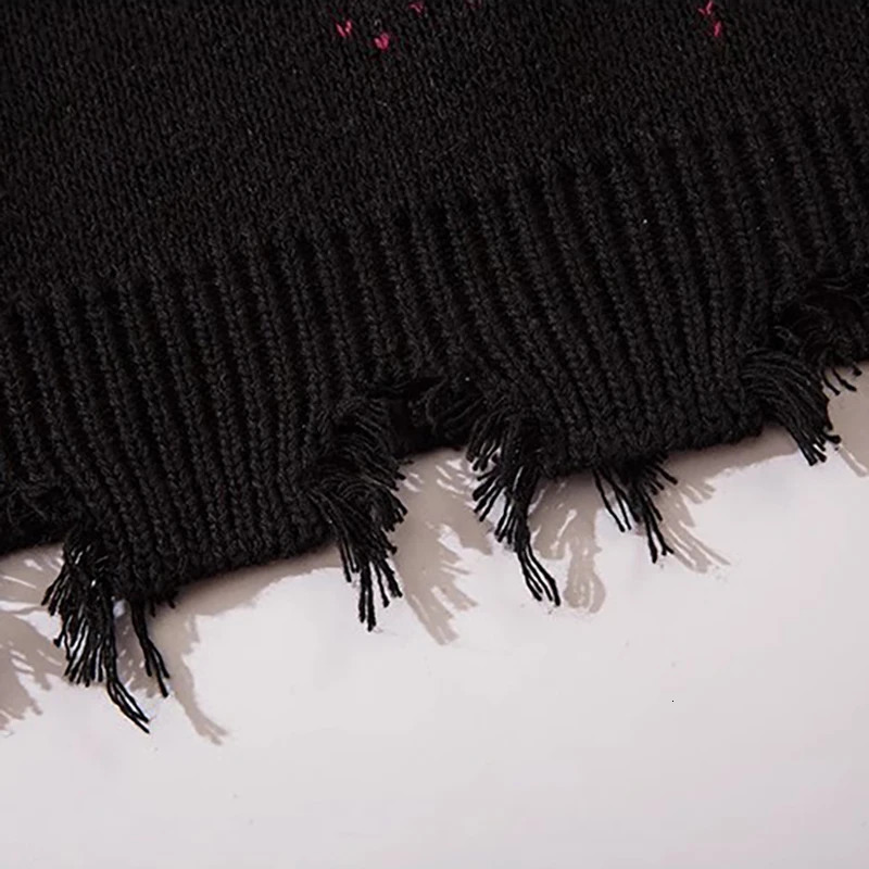 Star Chain Hole Mens Sweater American Gothic Vintage Hip Hop Couple Knitwear Pullover Winter Oversize Jumpers 250807