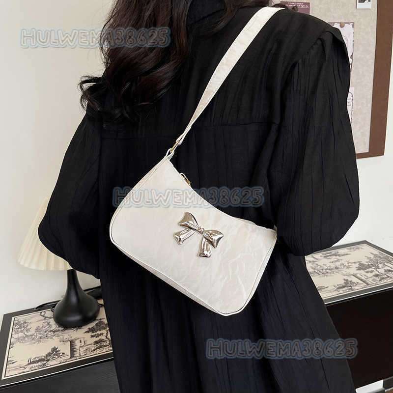 Womens Underarm Bag 2025 Spring New Fashionable Single Shoulder Bag with Bowknot Handbag H250806