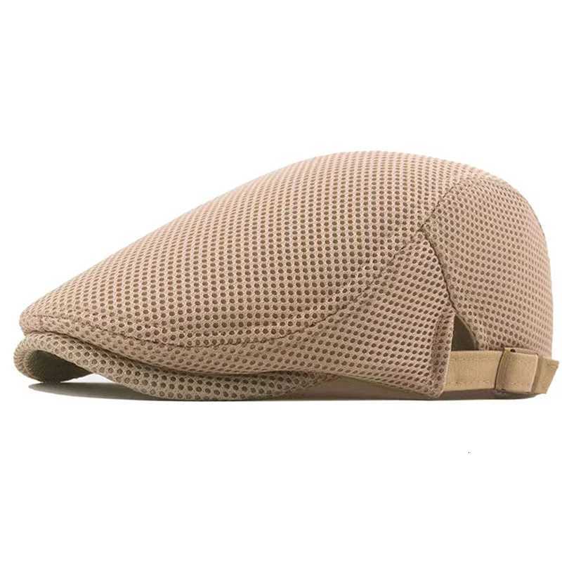 Summer Hollow Mesh Breathable Sun Hat Classic Solid Color Beret for Men and Women Universal Hats Outdoor Sports XJ250807
