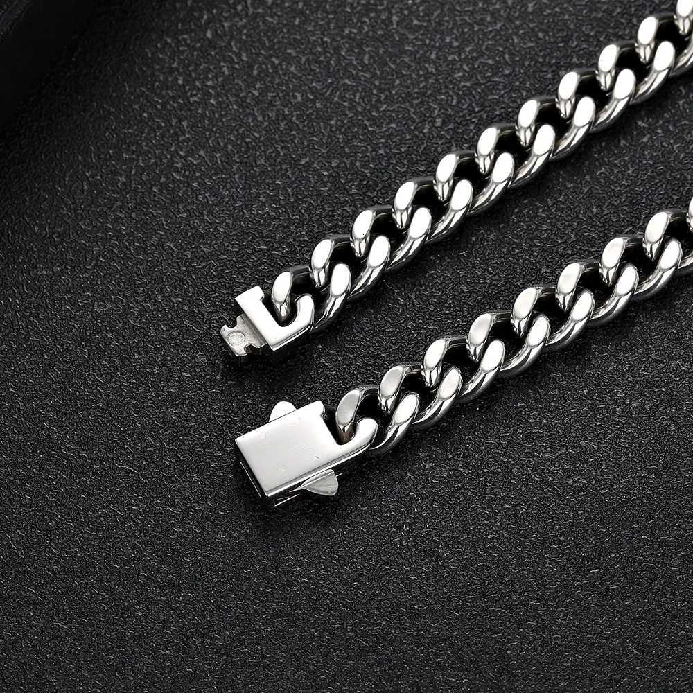 9MM Width 316L Stainless Steel Encrypted Cuban Chain Bracelet For Men Fashion Hip Hop Party Accessories Boyfriend Gift 19/21CM W250807