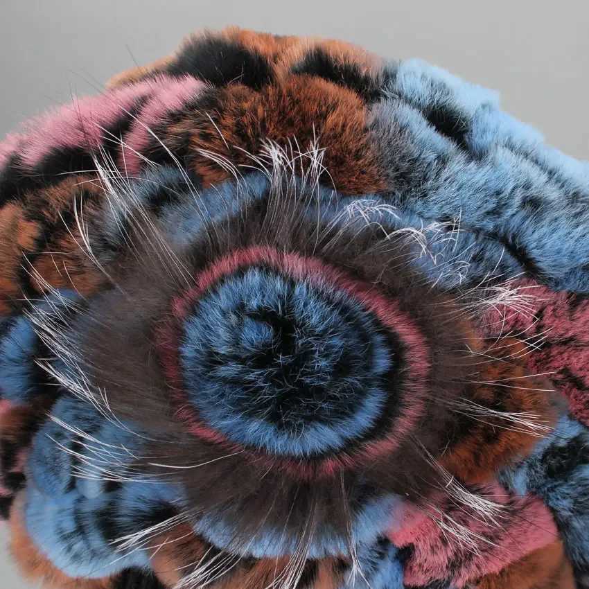 Berets for Women Genuine Rabbit Fur Hat Winter Casual Warm Knitted C for Girls Female Fashion Outdoor Large Ladies Volume Hats XJ250807