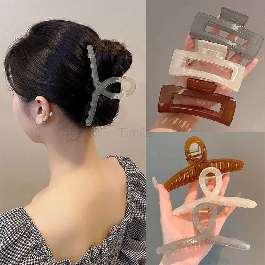 Plastic Transparent Large Size Hair Claw Fashion Ladies Hair Clips Women Hair Accessories Headwear U250807