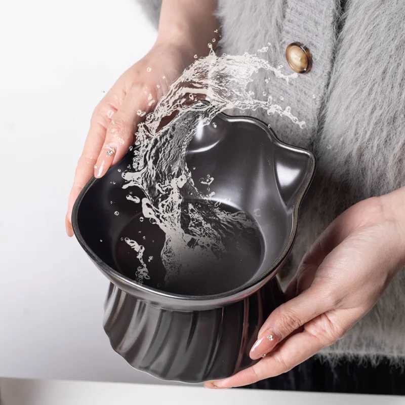 New Ceramic Pet Bowl Wooden Anti Overturning Pet Dogs Cats Food Water Feeder Multiple Styles Cat Bowl Pet Supplies Accessories Y250806