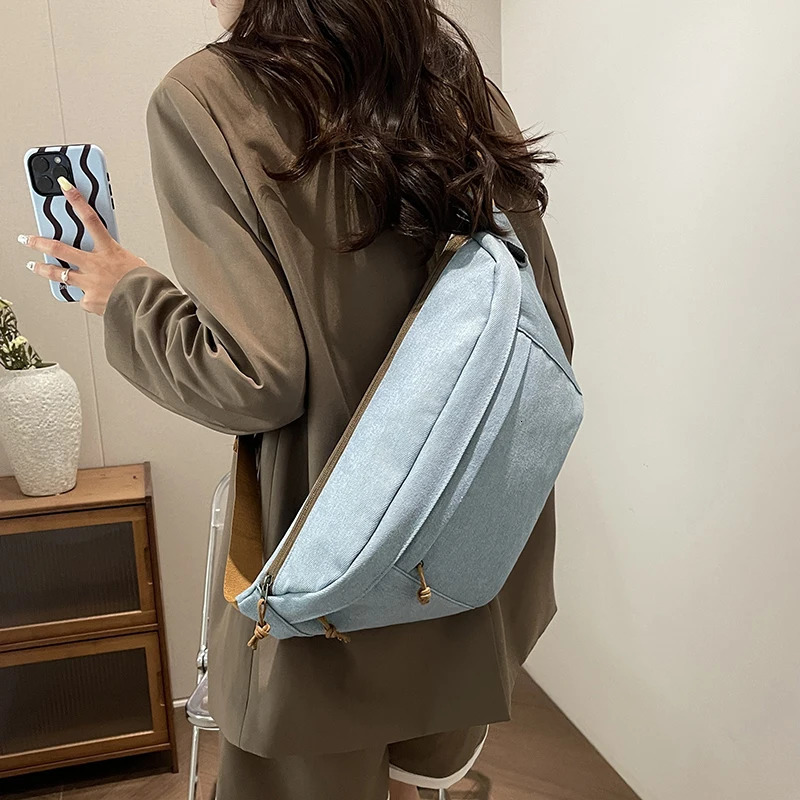 Women Chest Bags Street style Waist Bag Denim Shoulder Bag Unisex Large Capacity Fanny Packs Casual Crossbody Belt Bag 250805