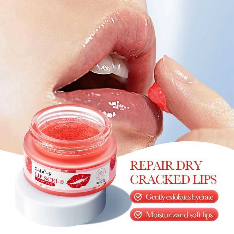 Strawberry Lip Scrub Removes Dead Skin Cuticle Lightens Lip Lines Brightens Lip Color Smooths Moisturize Soften Pink Lips MakeupXJ250807