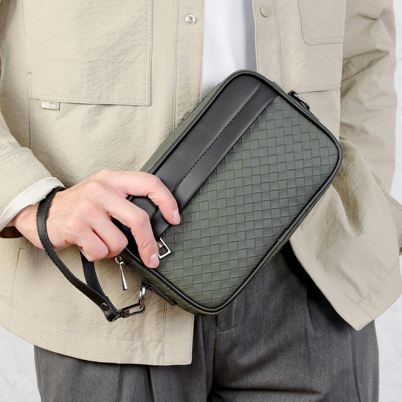 Men's Crossbody Designer Bag Bag New Clutch Bag Business Versatile Woven Plaid Casual Trendy Bag Cross-border Luxury Bag Outdoor Single Shoulder 
