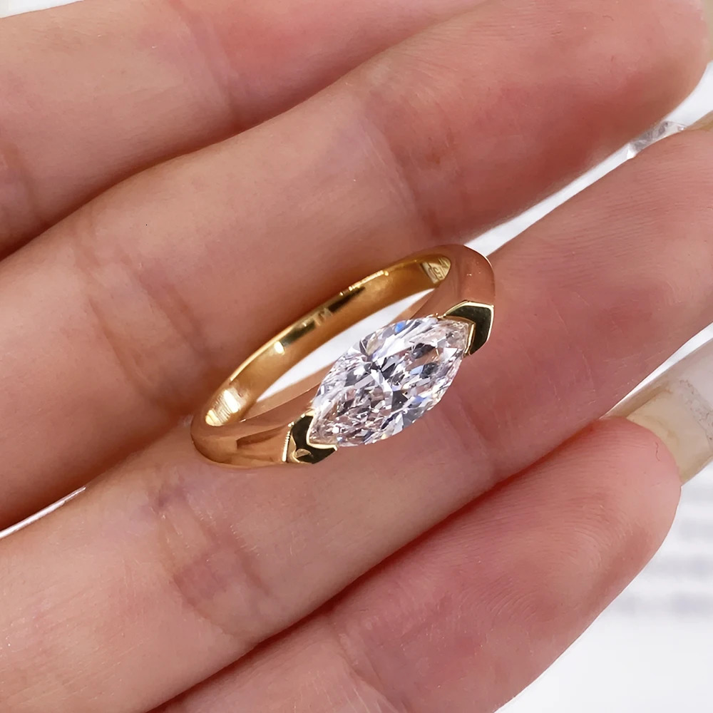 BXINY 1CT Marquise Cut Ring S925 Silver Plate 18K Gold for Women Solitaire Diamond Wedding Band Gift Jewelry with GRA 250730