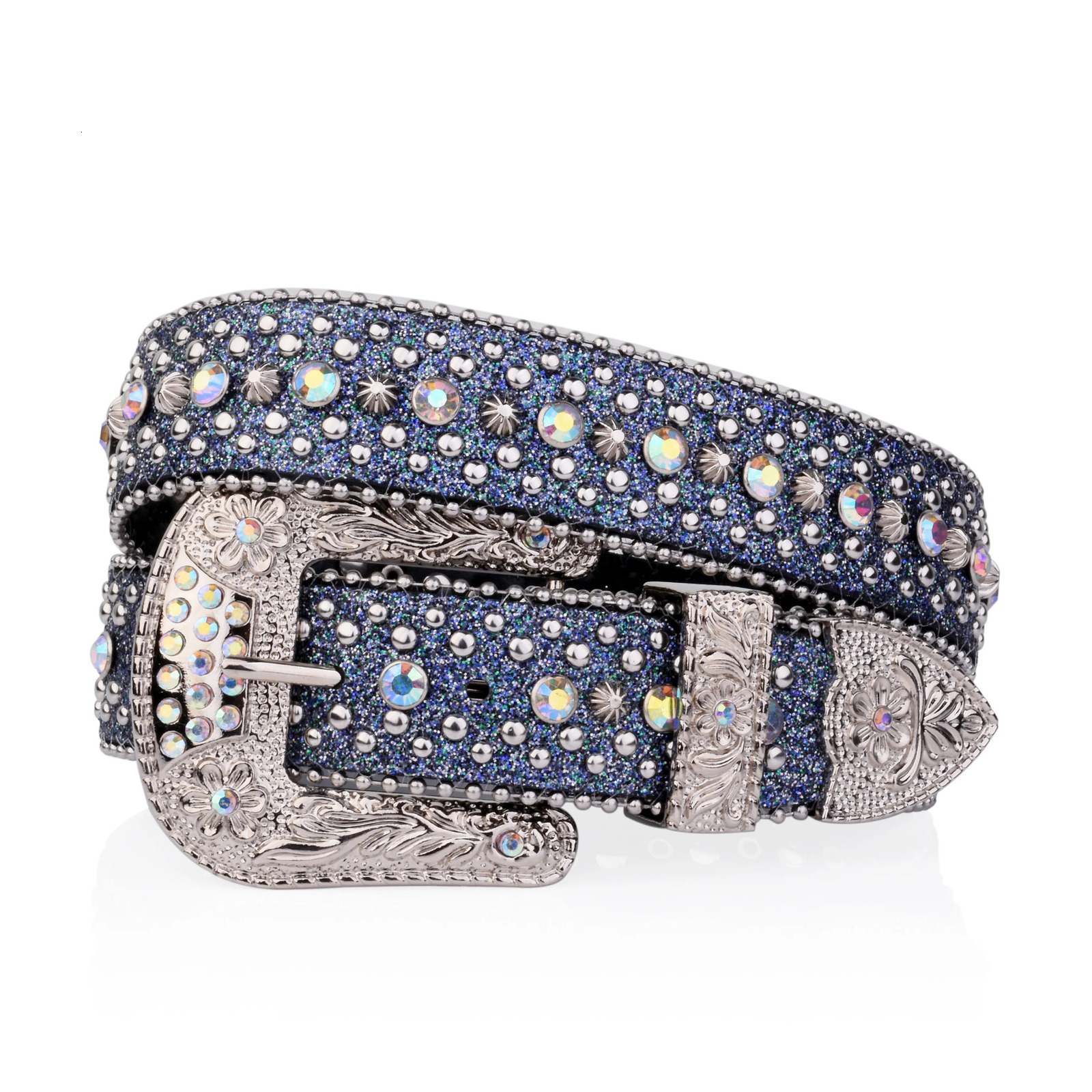 Punk rock ladies belt Rhinestone shiny button PU decorated Y2K belt retro mens jeans belt 250805